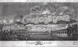 Darstellung der Eroberung der Stadt Washington durch die britischen Streitkräfte, 24. August 1814, aus 